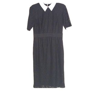 Black collared short sleeve dress